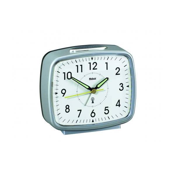 Mebus Radio, Digitaler Wecker, Silber, Weiß, 12 h, Radio/Summer, Analog, Akku