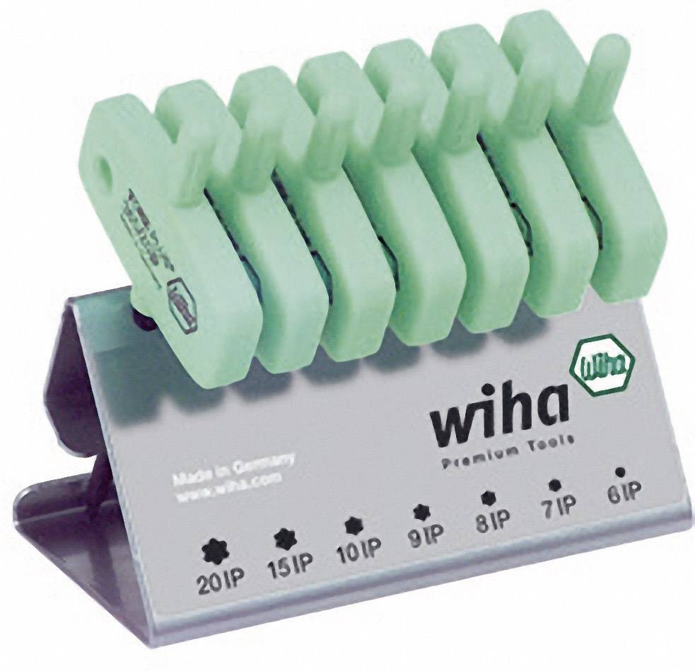 Grünes Wiha-Werkzeughalter-Set mit Aufsätzen von 6IP bis 20IP, auf grauem Ständer. Made in Germany, Premium Tools.