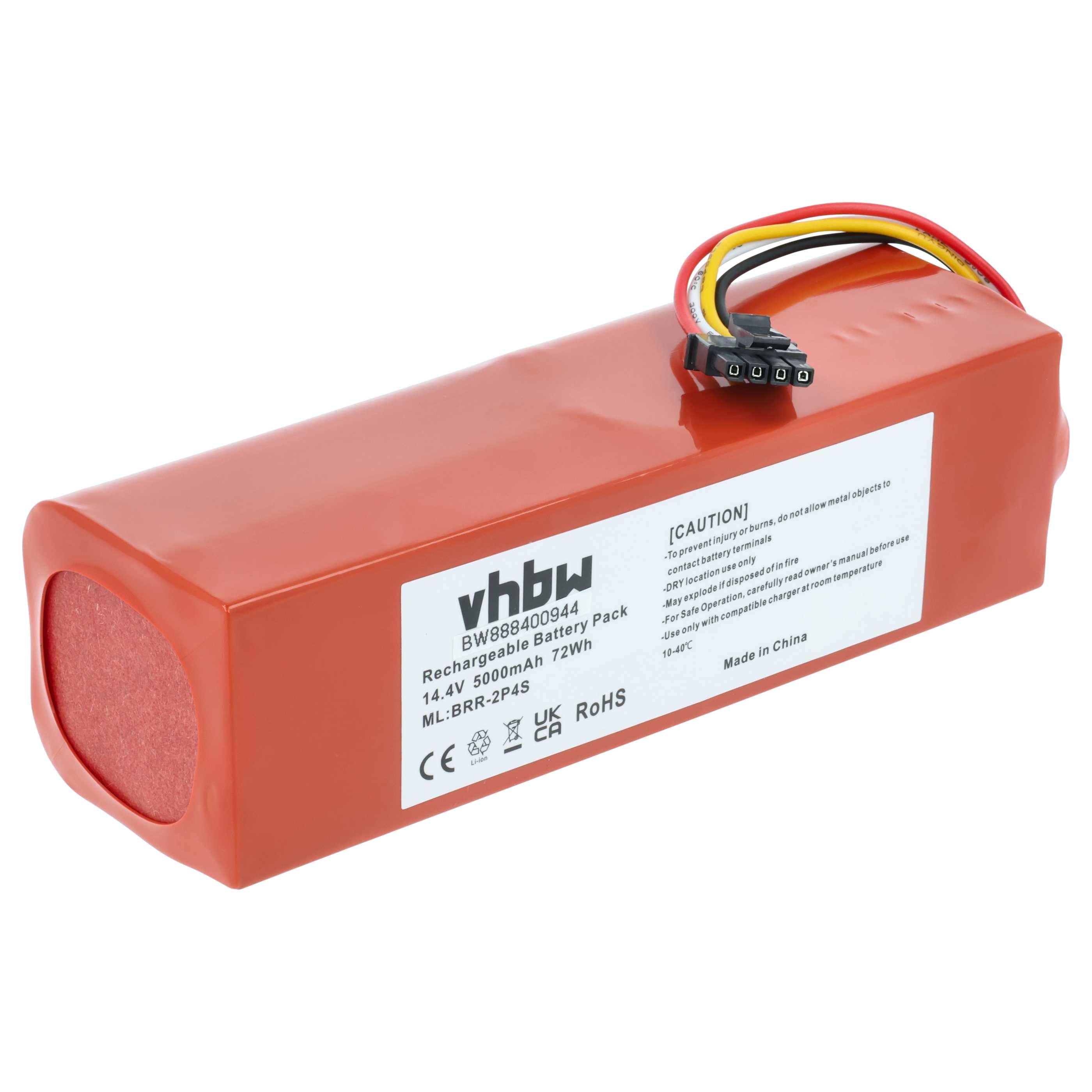 vhbw Akku Ersatz für Xiaomi BJSTS0002-2016, 400-900-1755 Ruby_S, BRR-1P4S-2600S für Saugroboter (5000 mAh, 14,4 V