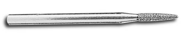 Ein rotierender Metallbohrer mit feiner Spitze und rauher Oberfläche. Geeignet für präzise Arbeiten an harten Materialien.