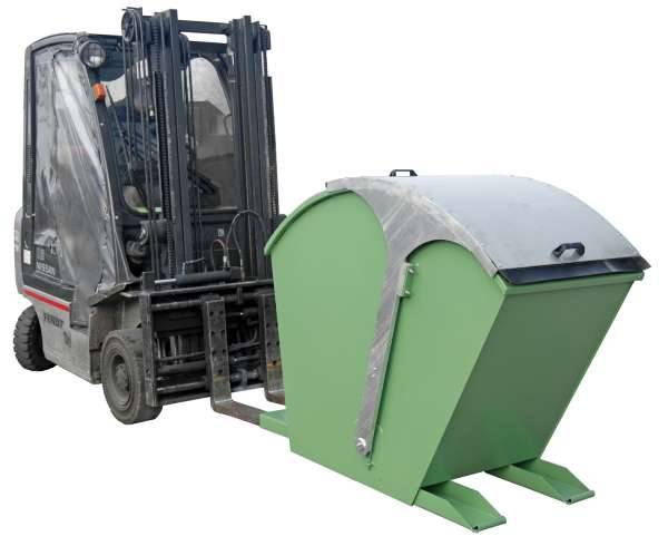 Kippbehälter, Runddeckel, LxBxH 1720x755x1220 mm, Volumen 0,75 cbm, Traglast 100