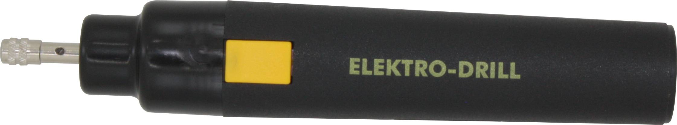 Ein Elektrobohrer mit einem gelben Schalter und der Aufschrift 'ELEKTRO-DRILL' auf dem Gehäuse.