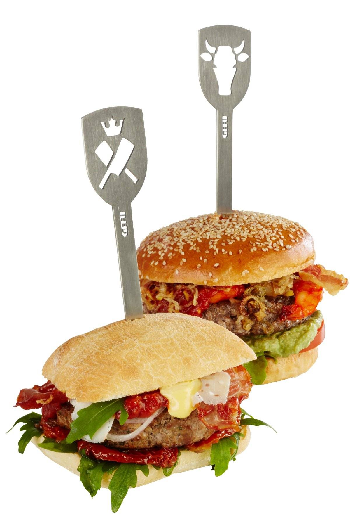 Torro Gefu Hamburger-Spie&amp;szlige, 2er Set, Stier/Fleischerbeil, Edelstahl, 19 cm, 15435,