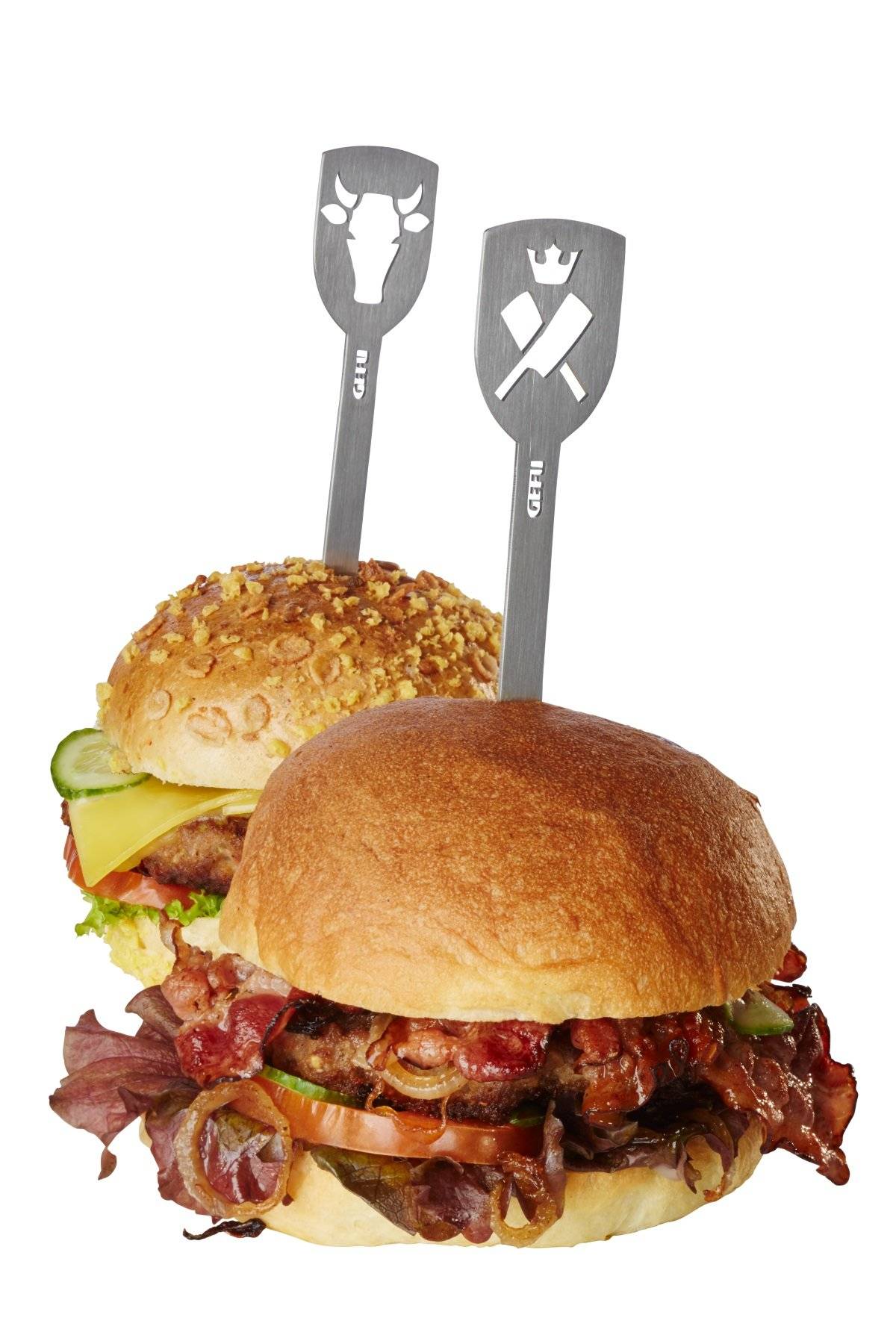 Torro Gefu Hamburger-Spie&amp;szlige, 2er Set, Stier/Fleischerbeil, Edelstahl, 19 cm, 15435,