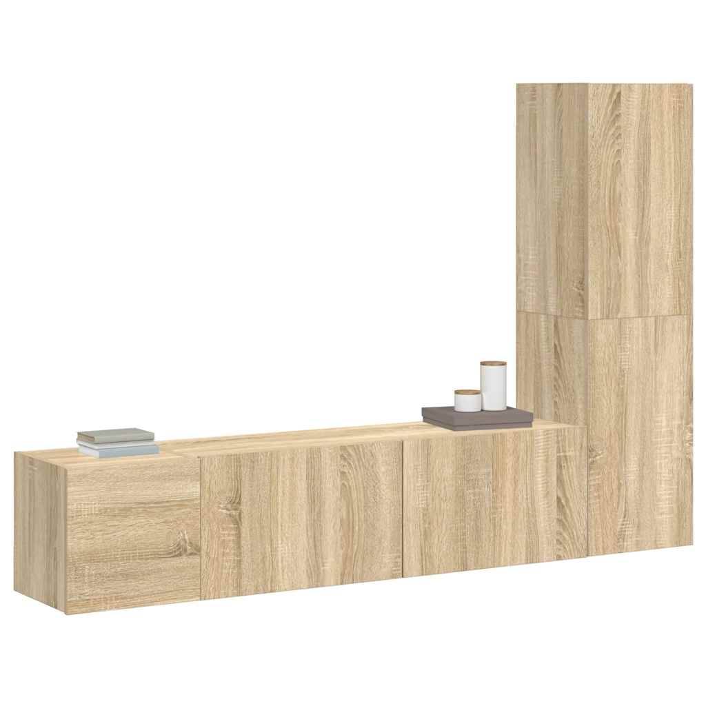 vidaXL 3-tlg. TV-Schrank-Set Sonoma-Eiche Holzwerkstoff
