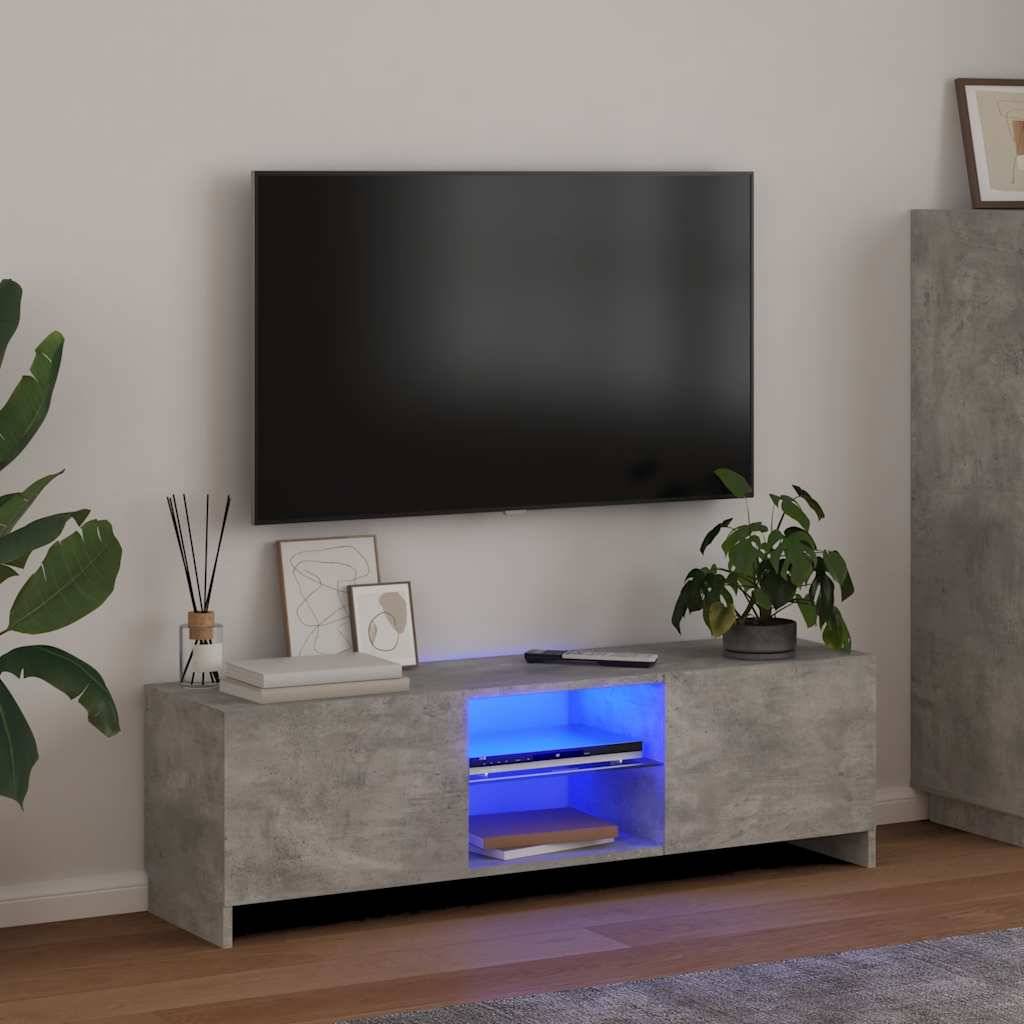 vidaXL TV-Schrank mit LED-Leuchten Betongrau 120x30x35,5 cm
