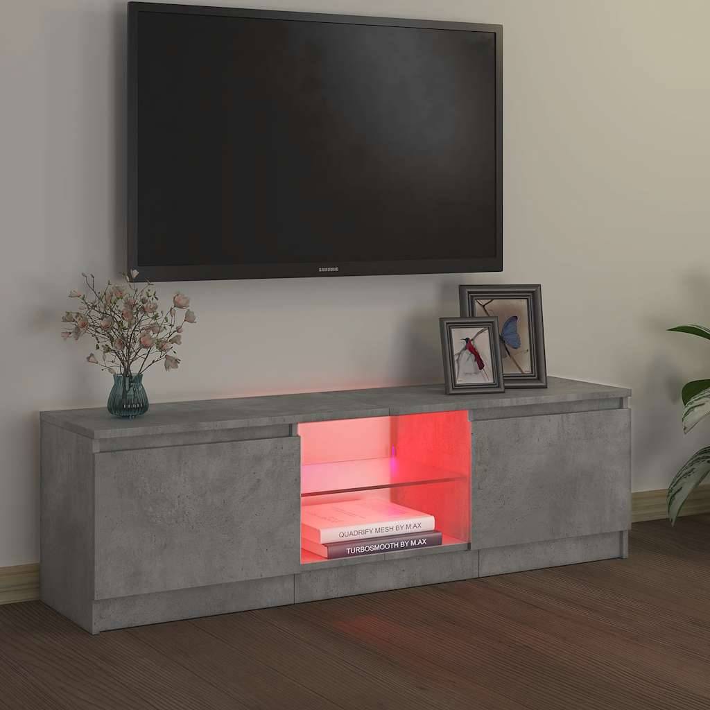 vidaXL TV-Schrank mit LED-Leuchten Betongrau 120x30x35,5 cm