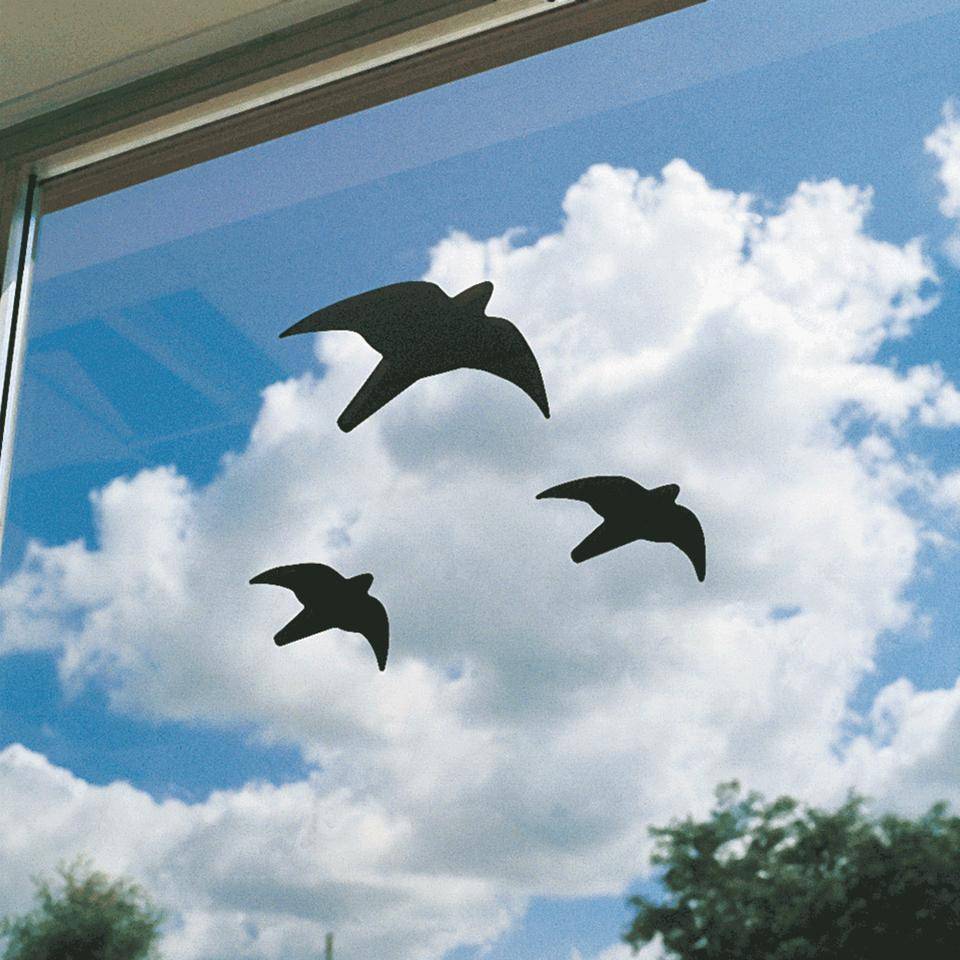 Fensteraufkleber Vögel, silber, Folie, 1 x 375x230mm, 2 x 125x200mm, 3/VE