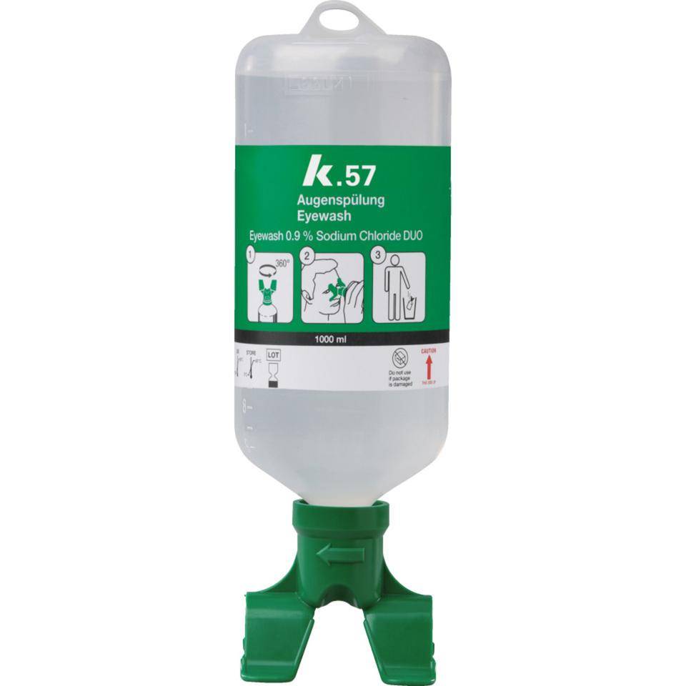 K.57 Augenspülflasche Duo, DIN EN 15154-4, Spülzeit 5 Minuten jeAuge, 1000ml/Flasche