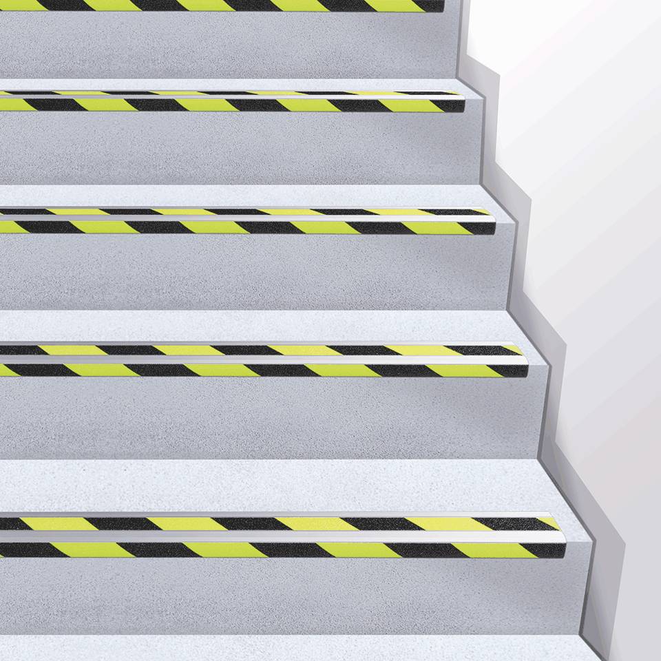 PERMALIGHT® power Treppenkantenprofil, R10, gelb/schwarz, 1000x31x53mm