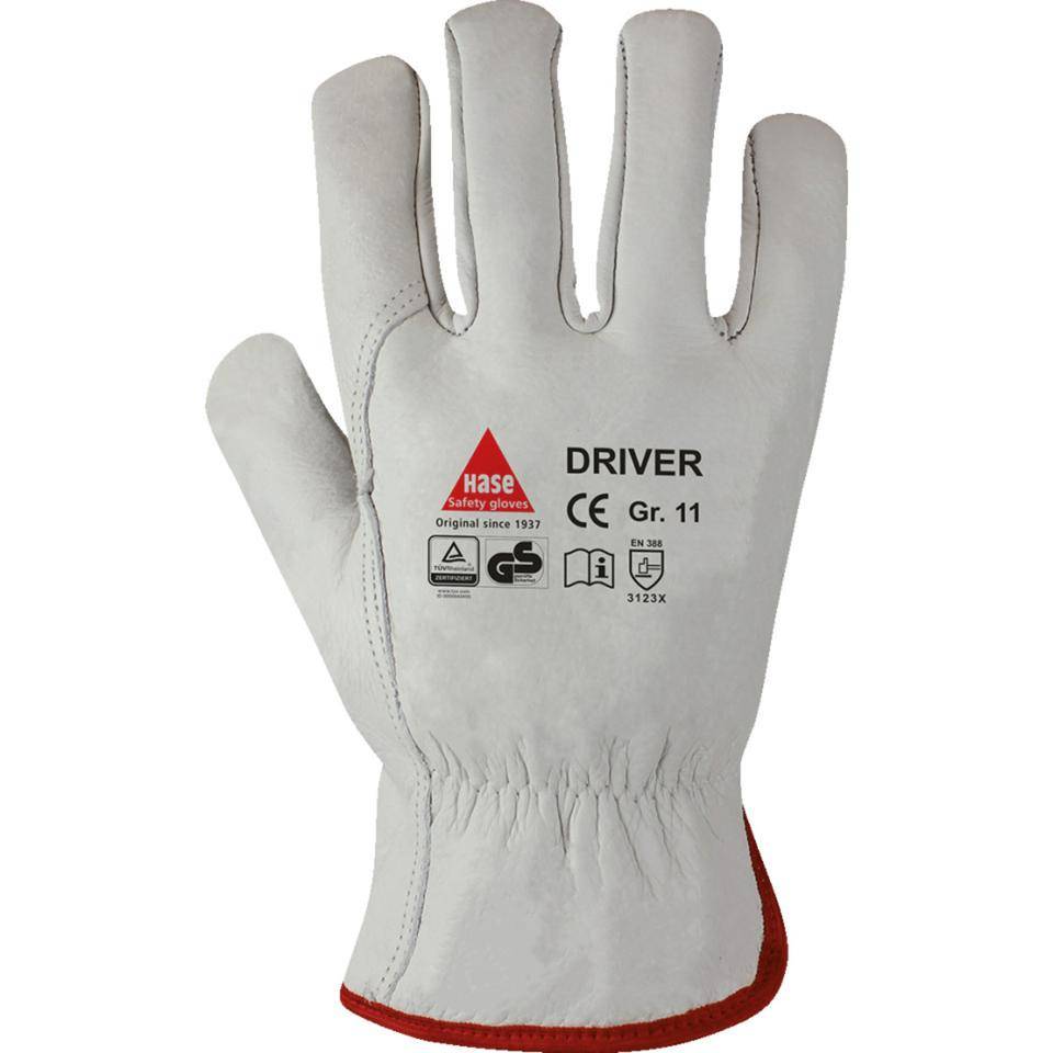 Arbeits-Schutzhandschuh Driver, Kat.II, grau, Rindnappaleder, 250mm, Größe 8