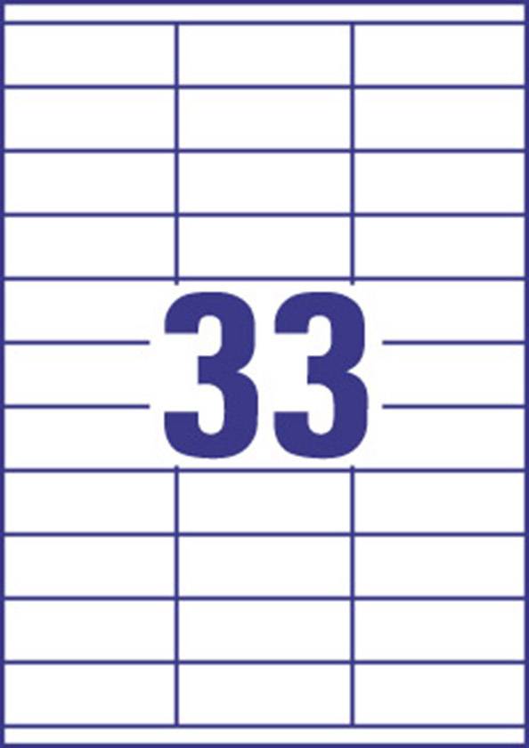 Europe 100 ELA009 Etiketten 70 x 25.4 mm Papier Weiß 3300 St. Permanent Universal-Etiketten Tinte, Laser, Kopie 100 Blatt DIN A4