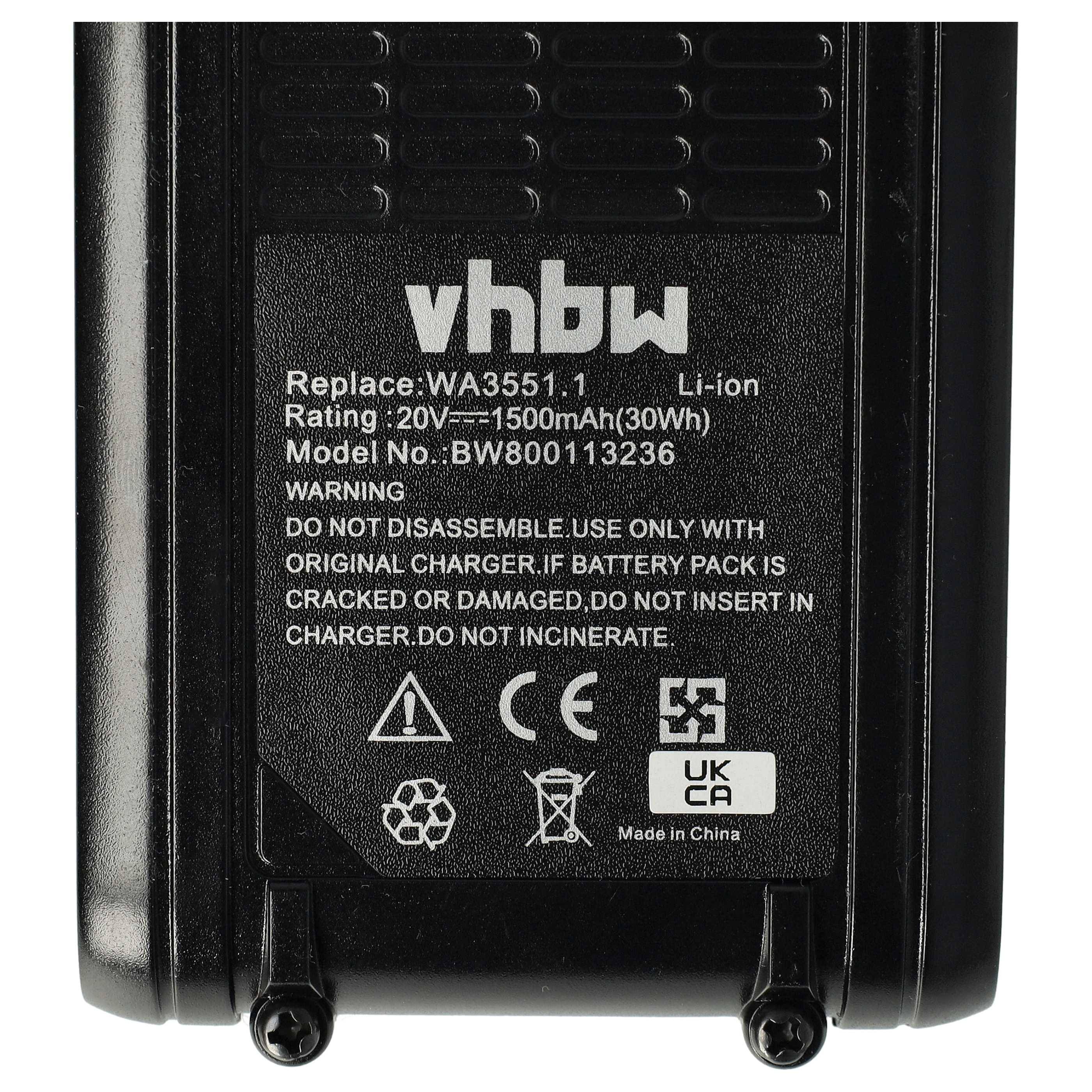 vhbw 2x Akku kompatibel mit Worx Landroid WG163E, WG163E.3, WG173E.9, WG184E, WG252E, WG284E, WG324E.9 Werkzeug (1500