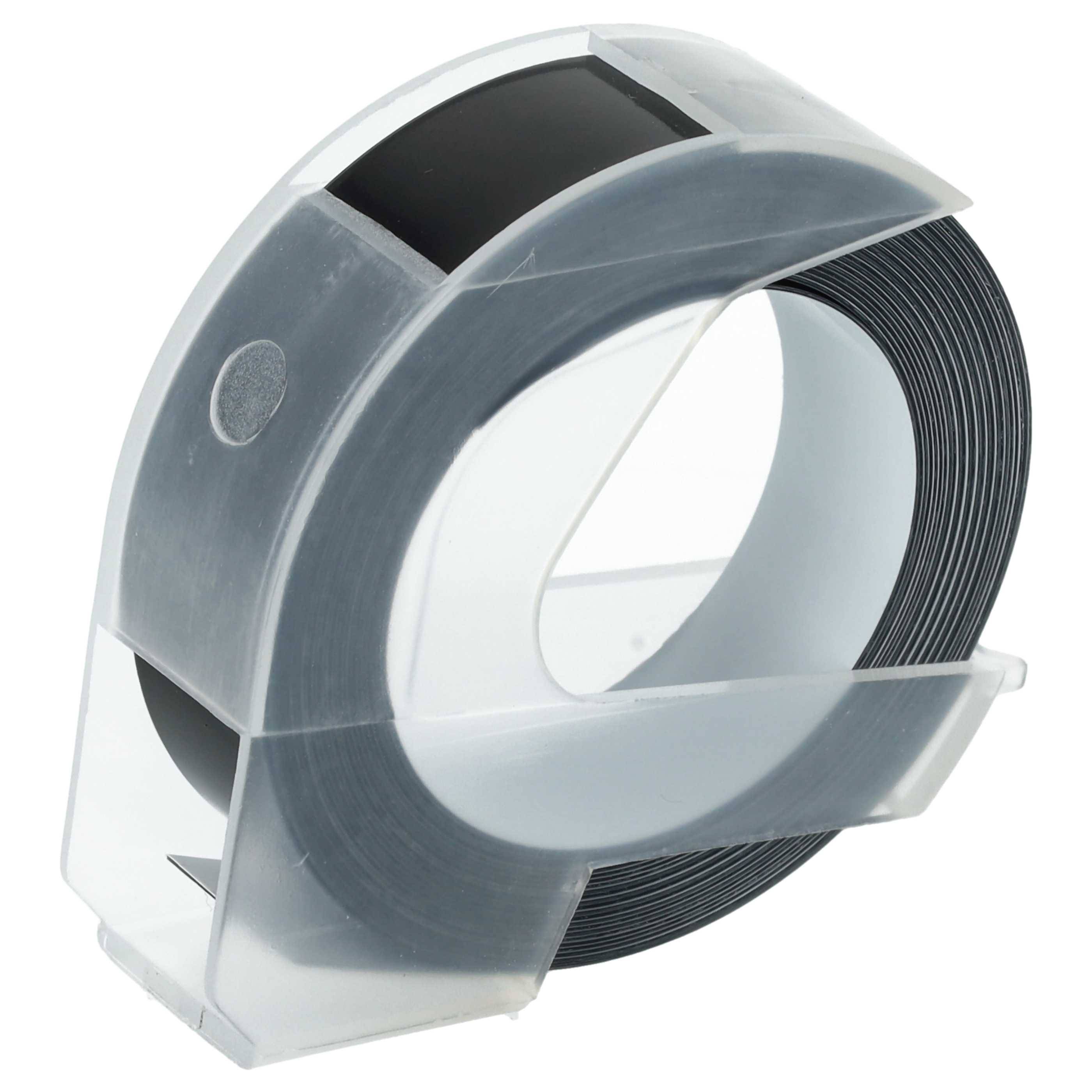 vhbw 5x 3D Prägeband-Schriftband-Kassette Ersatz für Dymo 0898132 für Etiketten-Drucker 3m x 12mm Weiß auf Schwarz