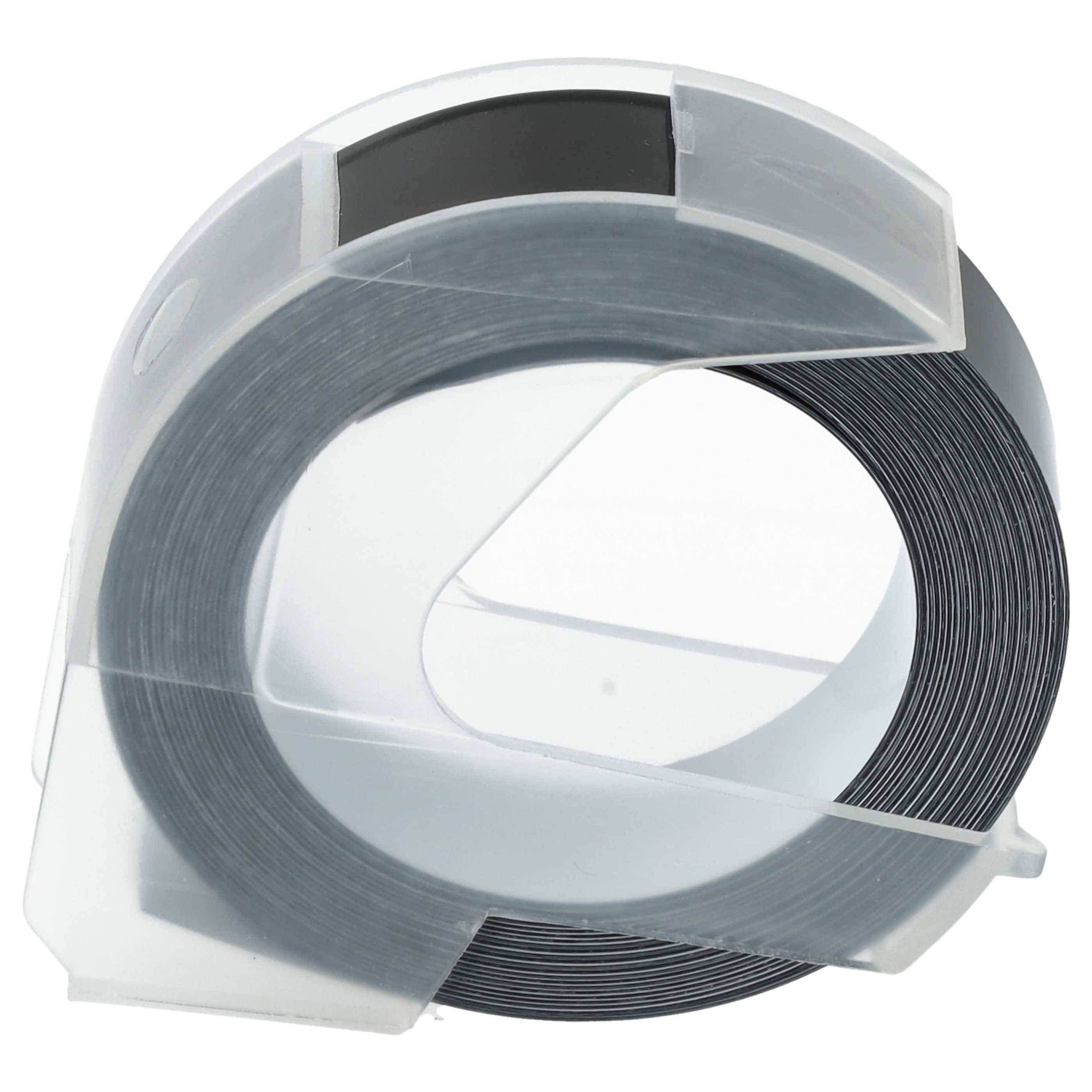 vhbw 5x 3D Prägeband-Schriftband-Kassette Ersatz für Dymo 0898132 für Etiketten-Drucker 3m x 12mm Weiß auf Schwarz