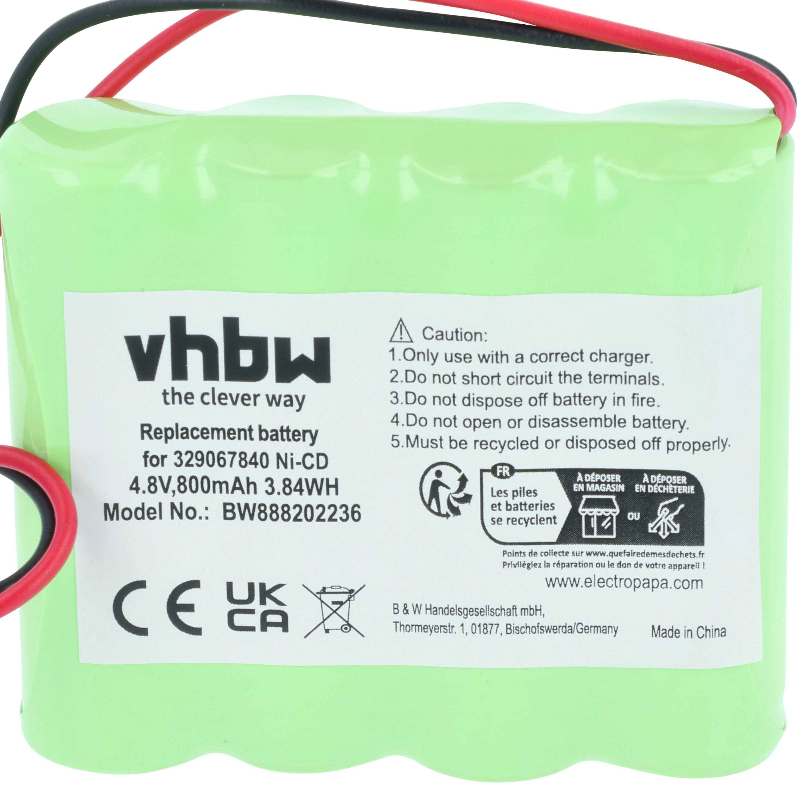 vhbw 5x Akku kompatibel mit Schneider OVA38352, OVA38355, OVA38360, OVA38362 Fluchtweg, Notfallbeleuchtung (800 mAh, 4,8