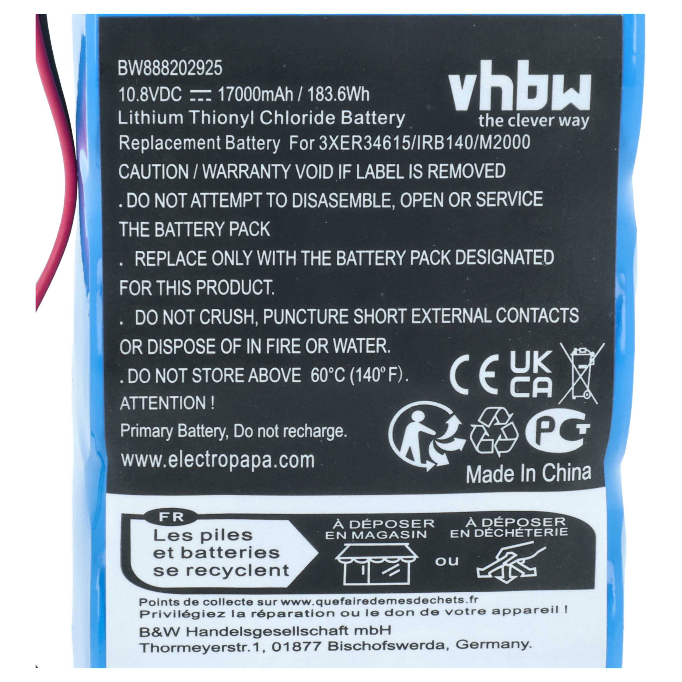 vhbw 5x Batterie kompatibel mit ABB IRB 6620 M2004, 7600, 6600 M2000A, 6600 M2004, 6600 M2000 Industrieroboter (17000