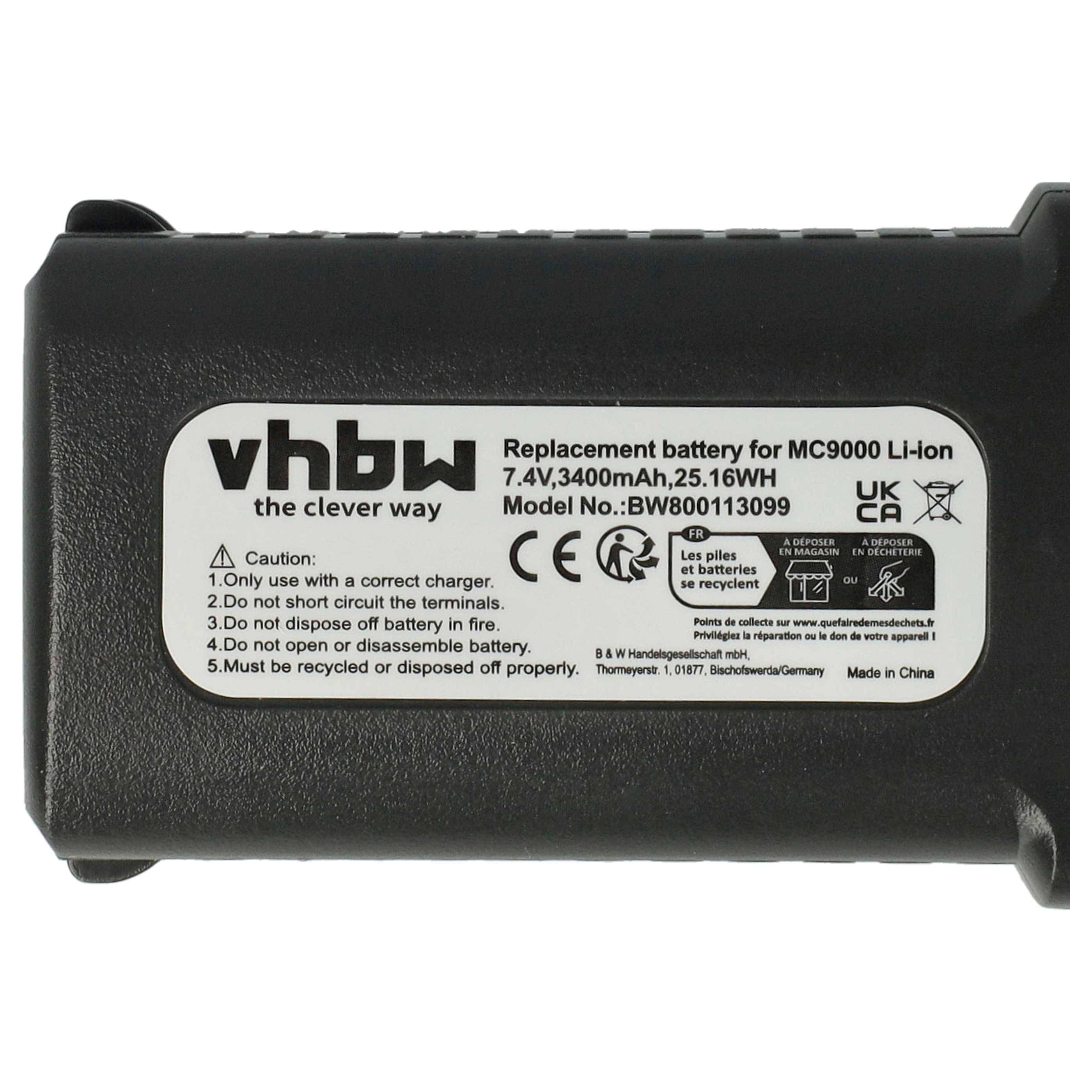 vhbw 2x Akku kompatibel mit Symbol MC9060-G | MC9060, MC9060-S, MC9060-K, MC909, MC9062 Handheld Computer Scanner (3400