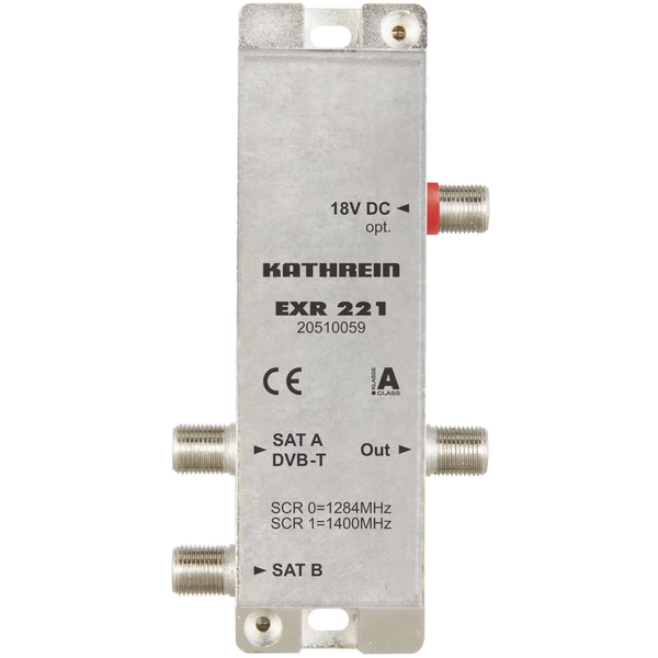 Kathrein EXR 221 SAT Multischalter Unicable 2 Eingänge (Multischalter): 3 (2 SAT/1 terrestrisch) Teilnehmer-Anzahl Kathrein EXR 221 SAT Multischalter Unicable 2 Eingänge (Multischalter): 3 (2 SAT/1 terrestrisch) Teilnehmer-Anzahl