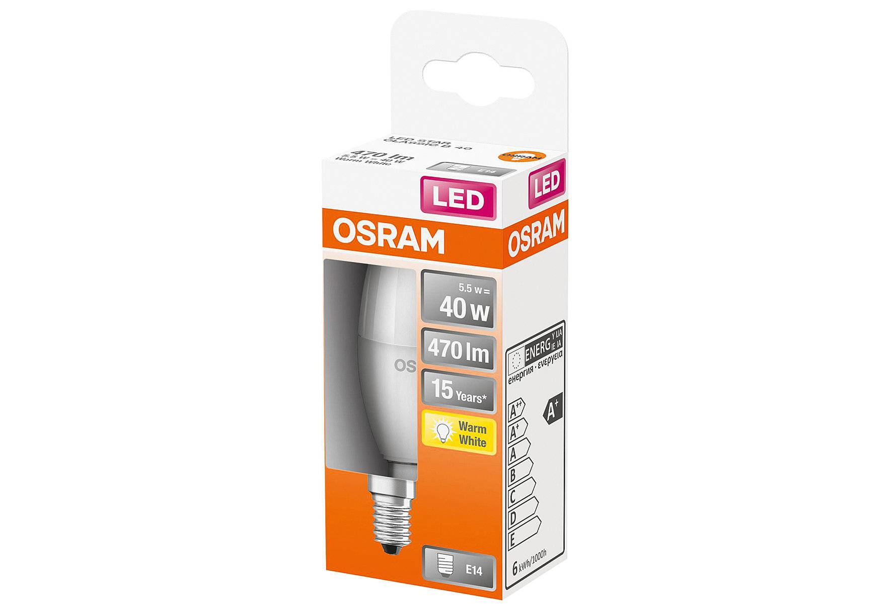 OSRAM 4058075431072 LED EEK F (A - G) E14 Kerzenform 4.9 W = 40 W Warmweiß (Ø x L) 37 mm x 100 mm 1 St.