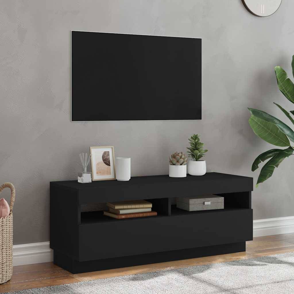 vidaXL TV-Schrank mit LED-Leuchten Schwarz 100x35x40 cm