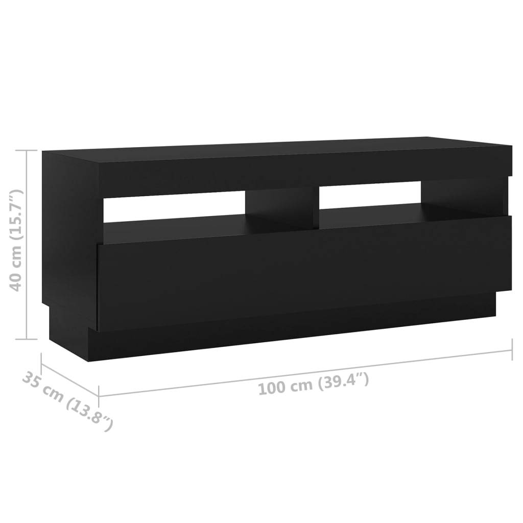 vidaXL TV-Schrank mit LED-Leuchten Schwarz 100x35x40 cm