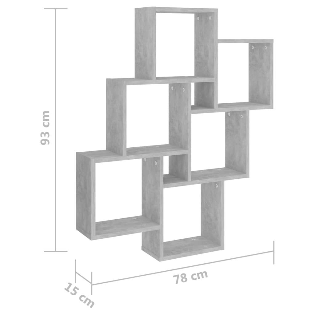 vidaXL Würfelregal Betongrau 78x15x93 cm Holzwerkstoff