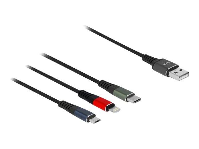 Delock - Lightning-Kabel, nur zum Aufladen - USB männlich zu Micro-USB Typ B, Lightning, USB-C männlich