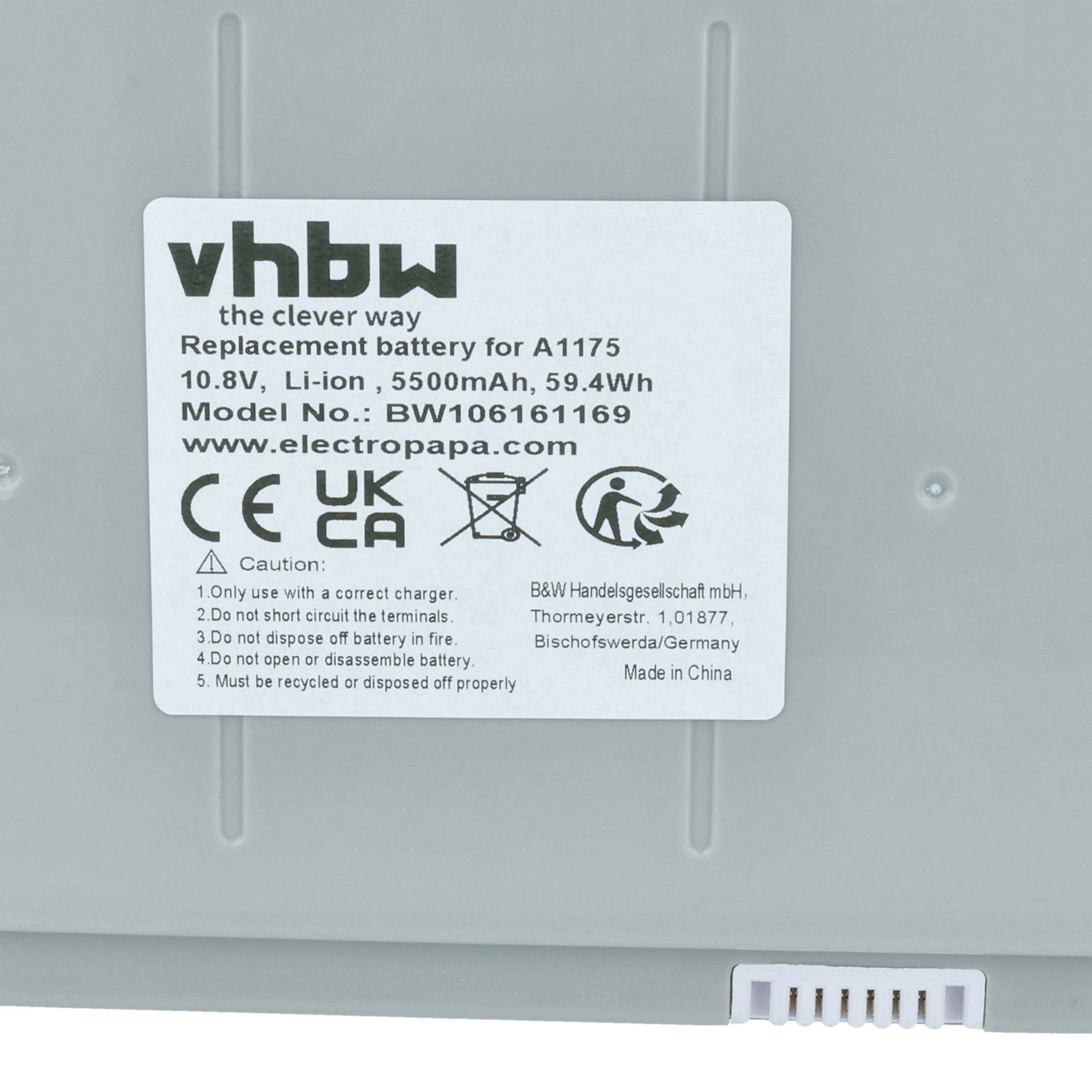 vhbw Akku kompatibel mit Apple Macbook Pro MA896J/A, MA896KH/A, MA896LL, MA895X/A, MA896CH/A Notebook (5500 mAh, 10,8 V