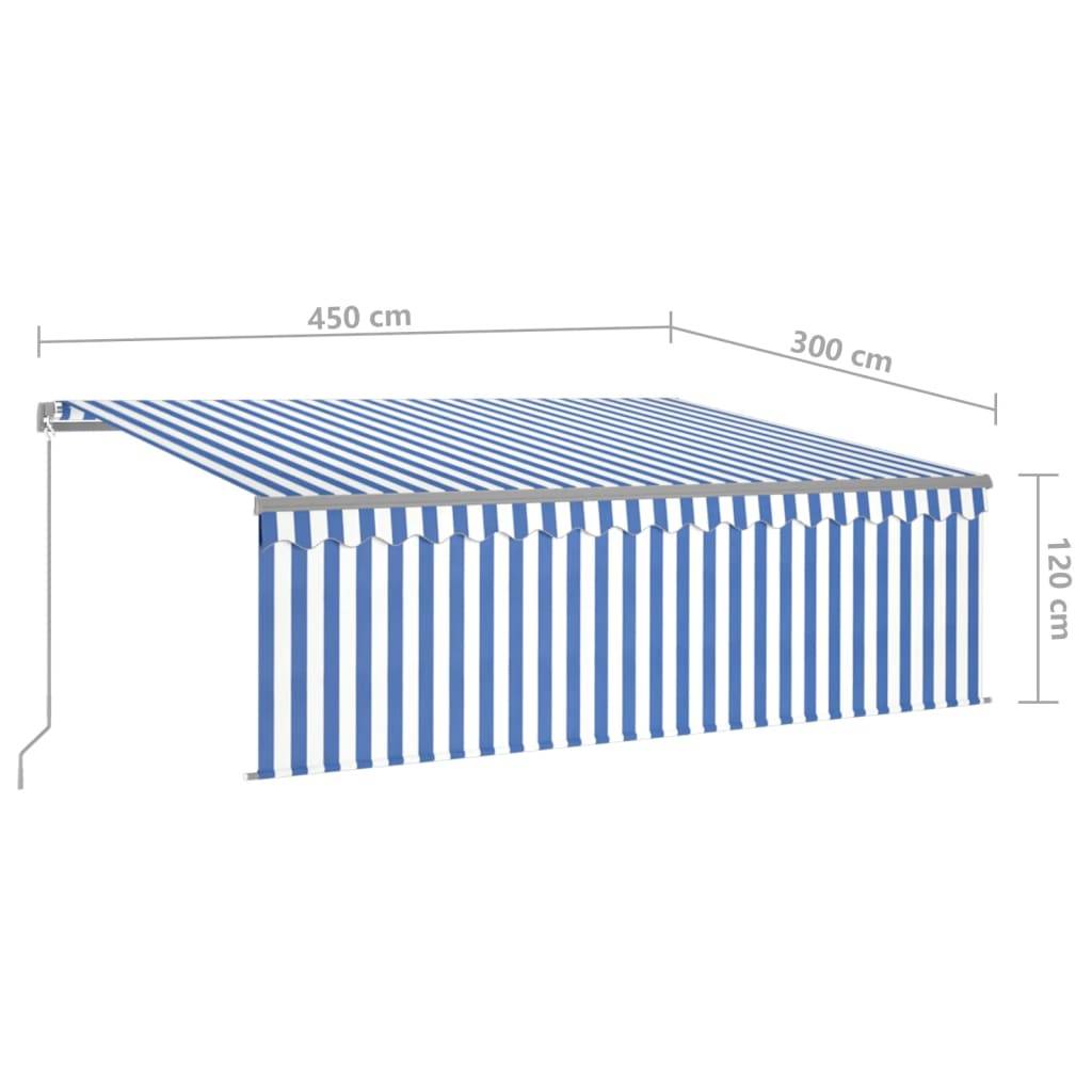 vidaXL Markise Manuell Einziehbar mit Rollo LED 4,5x3m Blau & Weiß