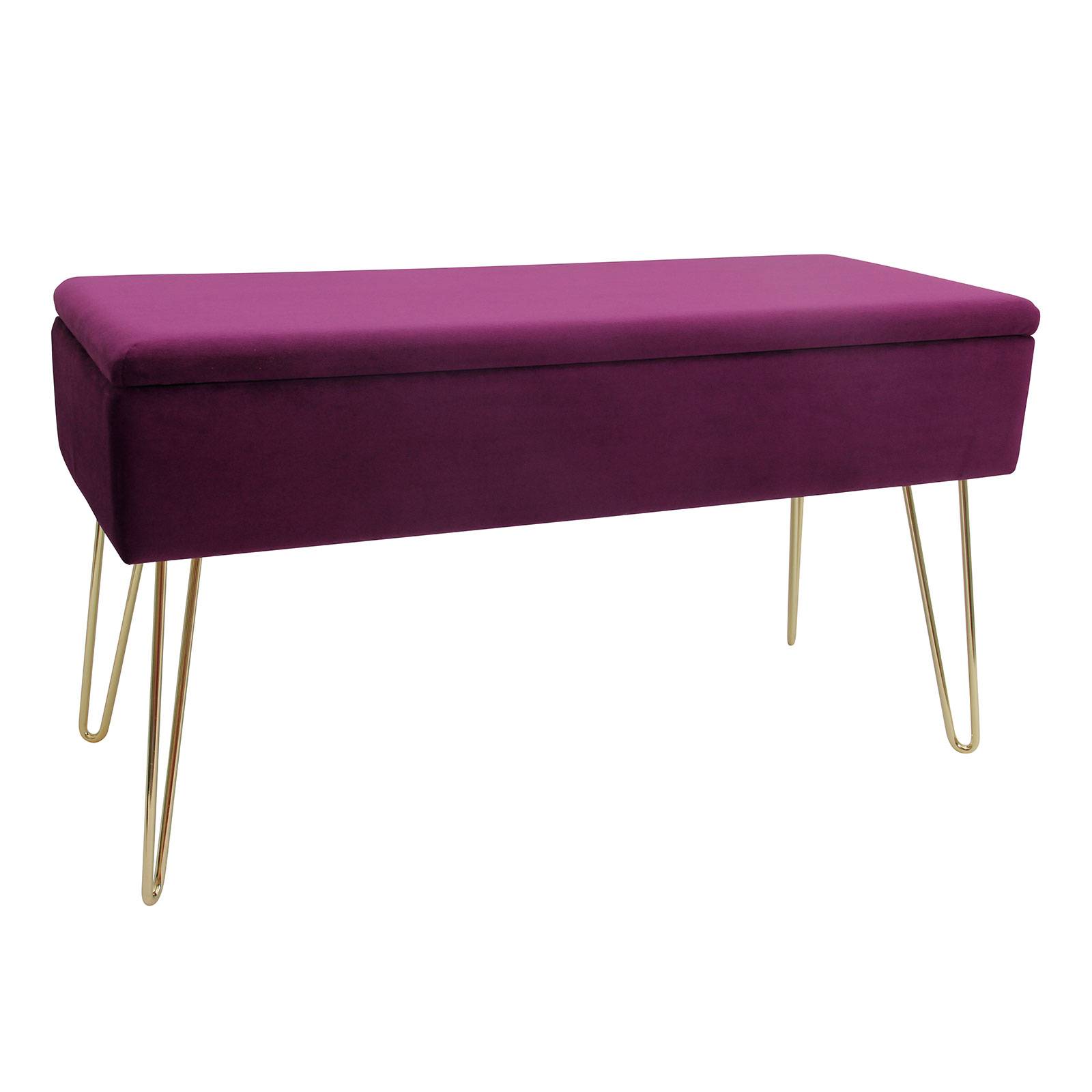 Echtwerk Sitzbank-/Truhe EW-ST-0426B Scarlett mit Samtbezug