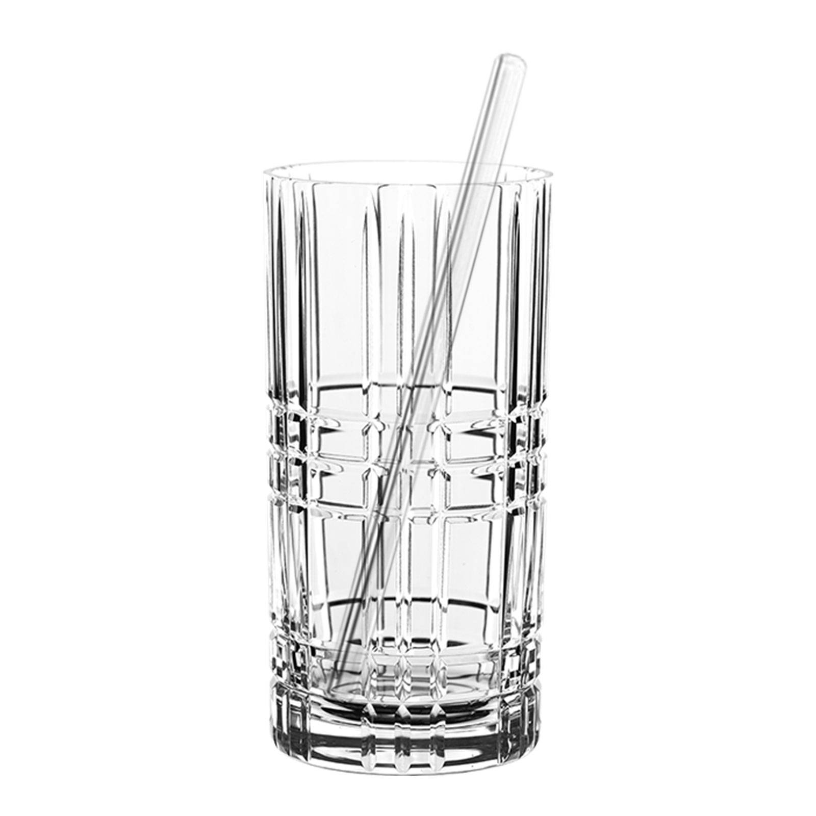 Nachtmann 4x Longdrink-Gläser (445 ml), 4x Glastrinkhalme inkl. Reinigungsbürste Tastes Good 103144