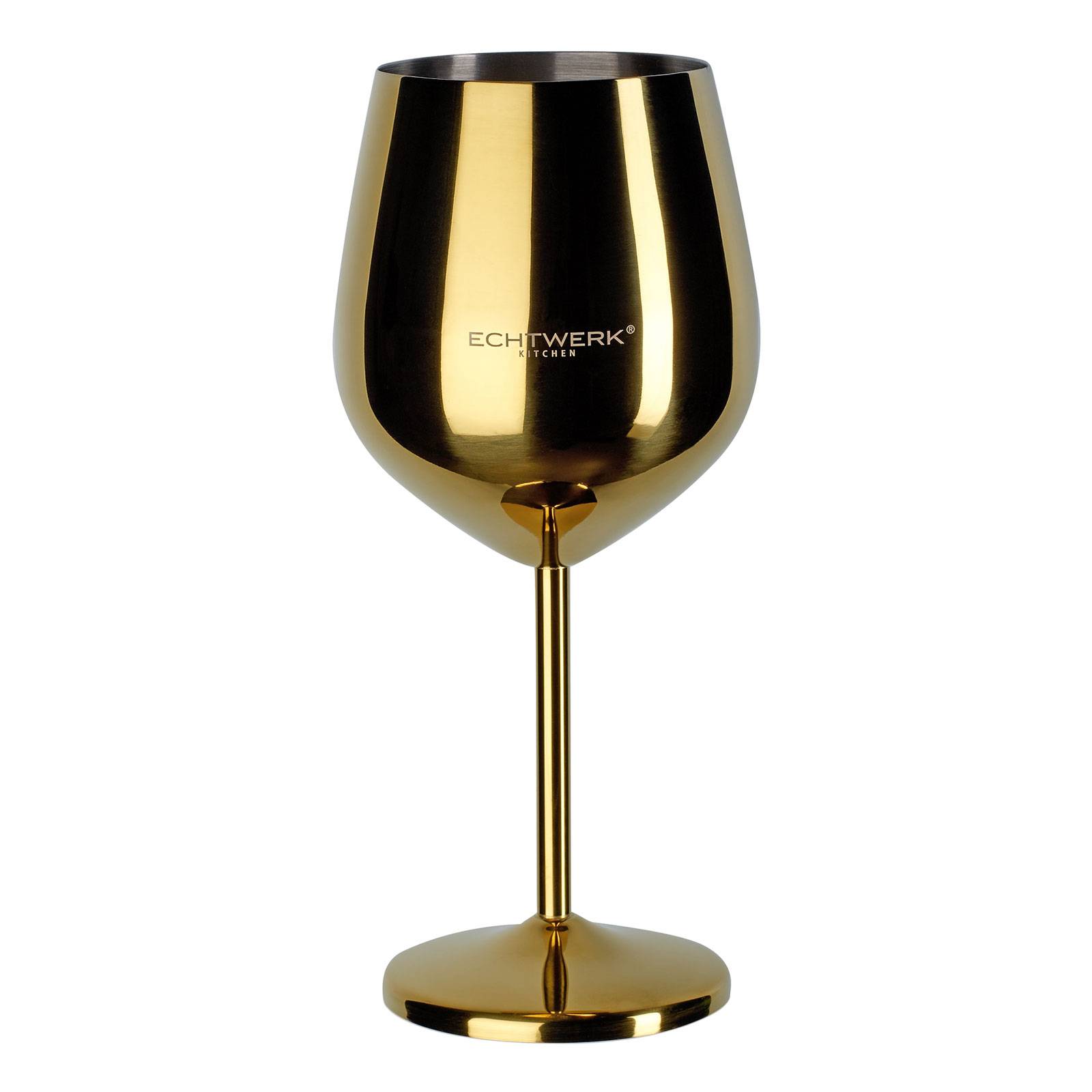 Echtwerk EW-WG-1722G Weinglaser bruchsichere Weingläser/Weinkelche aus Edelstahl, Gold Edition, 2tlg, 21x 7,3cm, 0,5L