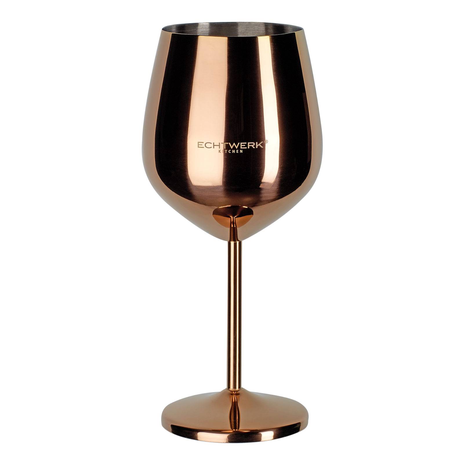 Echtwerk EW-WG-1732K Weinglaser bruchsichere Weingläser/Weinkelche aus Edelstahl, Kupfer Edition, 2tlg, 21x 7,3cm, 0,5L
