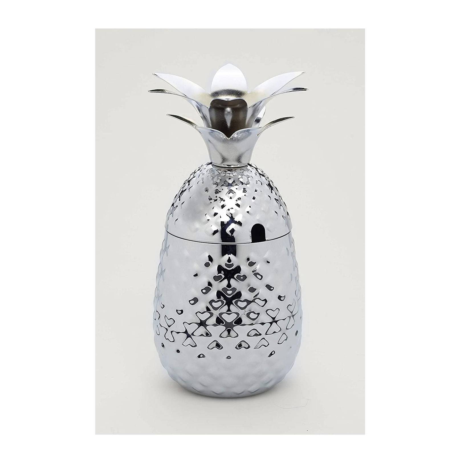 ECHTWERK EW-CT-1701 Ananas Cocktail Ananasbecher aus hochwertigem Edelstahl inkl. dekorativer Geschenkbox, 500 ml, 9,3 x 20 cm