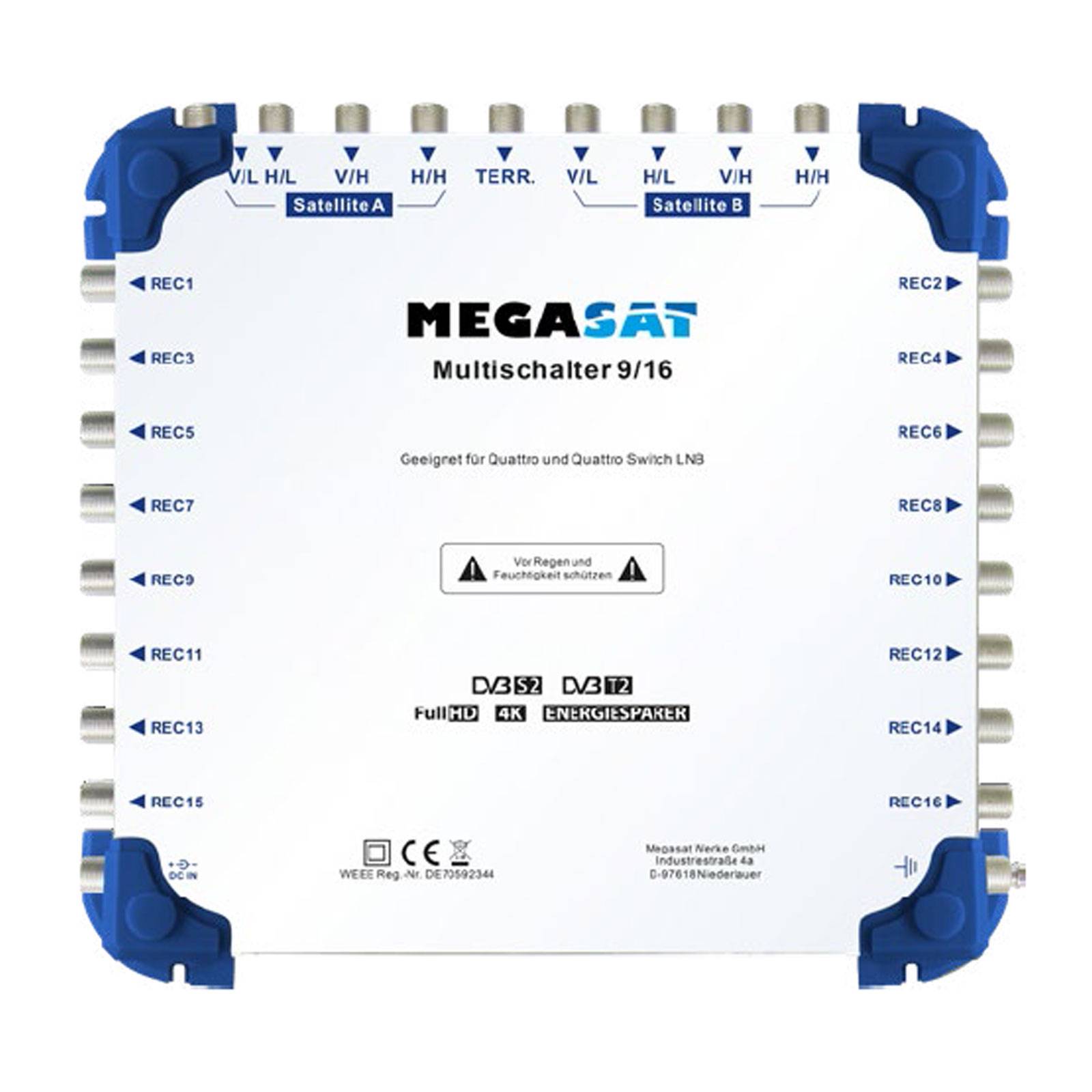 MegaSat Multischalter 9in/16out mit Netzteil