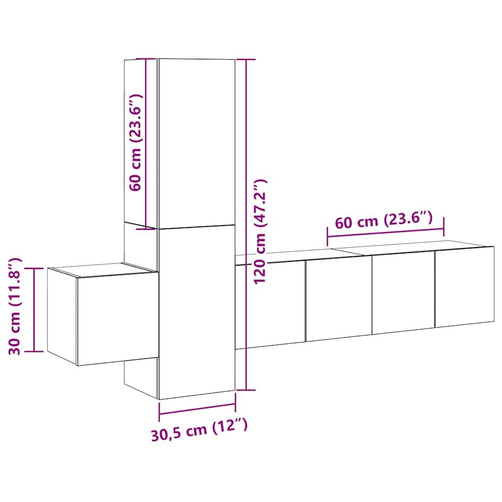 vidaXL 5-tlg. TV-Schrank-Set Weiß Holzwerkstoff