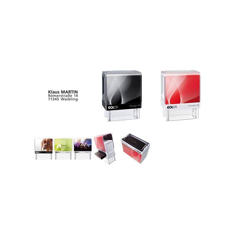 COLOP Textstempel Printer 10, 3-zeilig, weiß, mit Gutschein