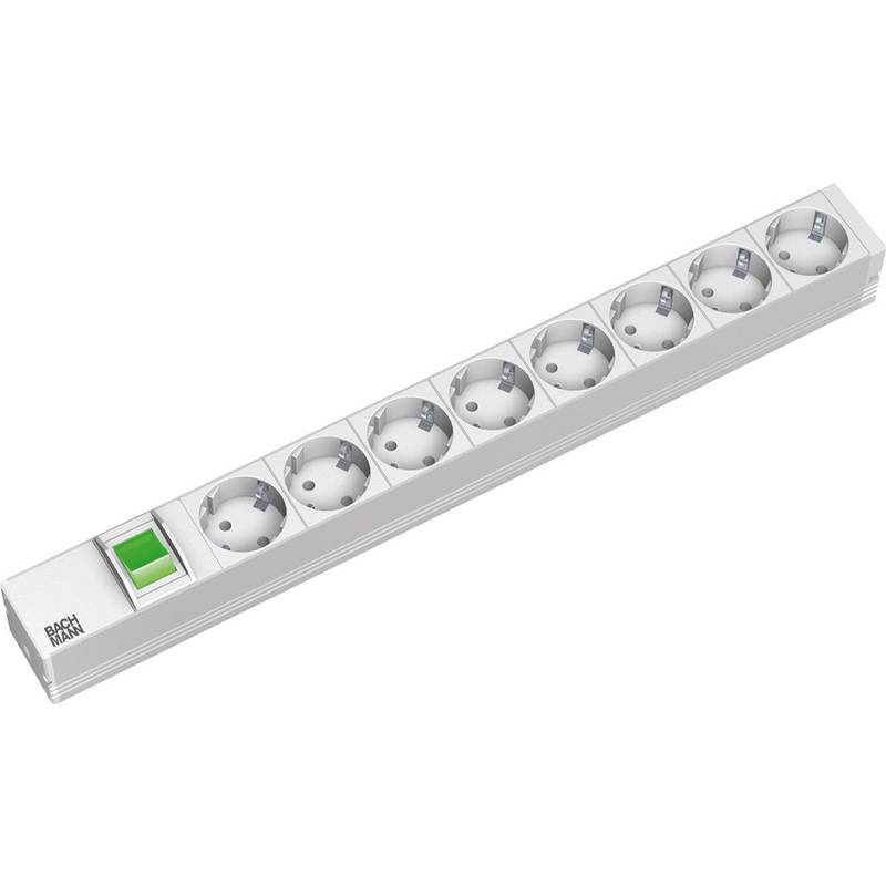 Bachmann 333.400 19 Zoll Netzwerkschrank-Steckdosenleiste 1 HE Schutzkontaktsteckdose Hellgrau