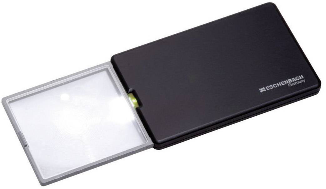 Eschenbach 152110 Handlupe mit LED-Beleuchtung Vergrößerungsfaktor: 3 x Linsengröße: (L x B) 86mm x 54mm Schwarz