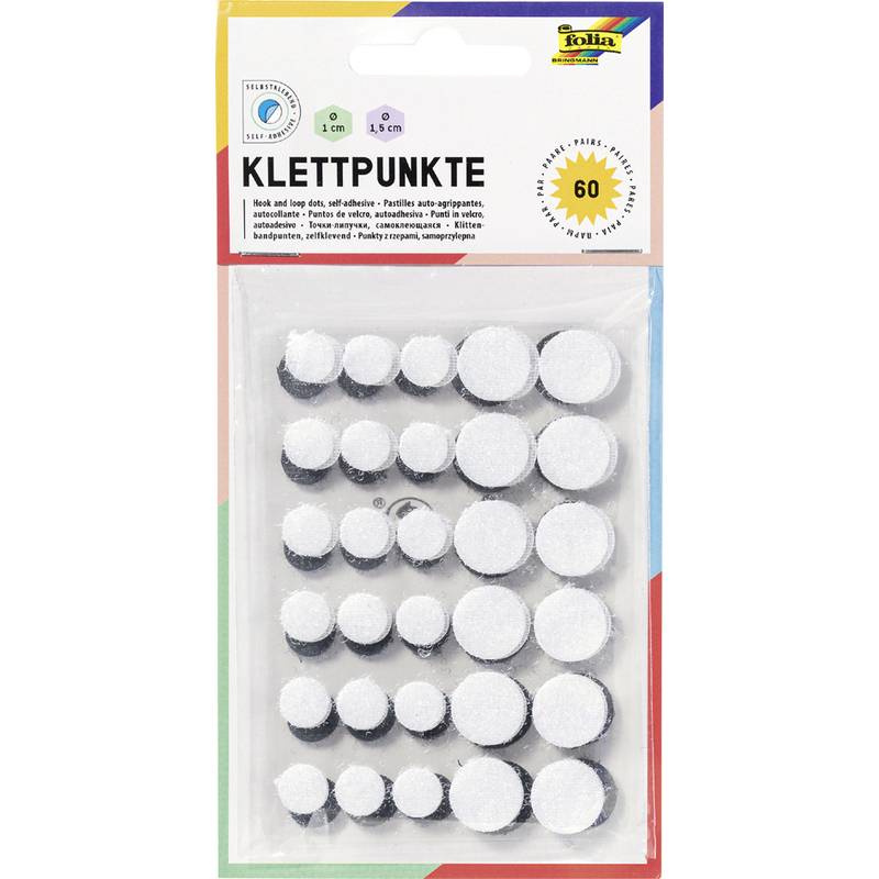 folia Klettpunkte "Mini", Größen sortiert, schwarz & weiß