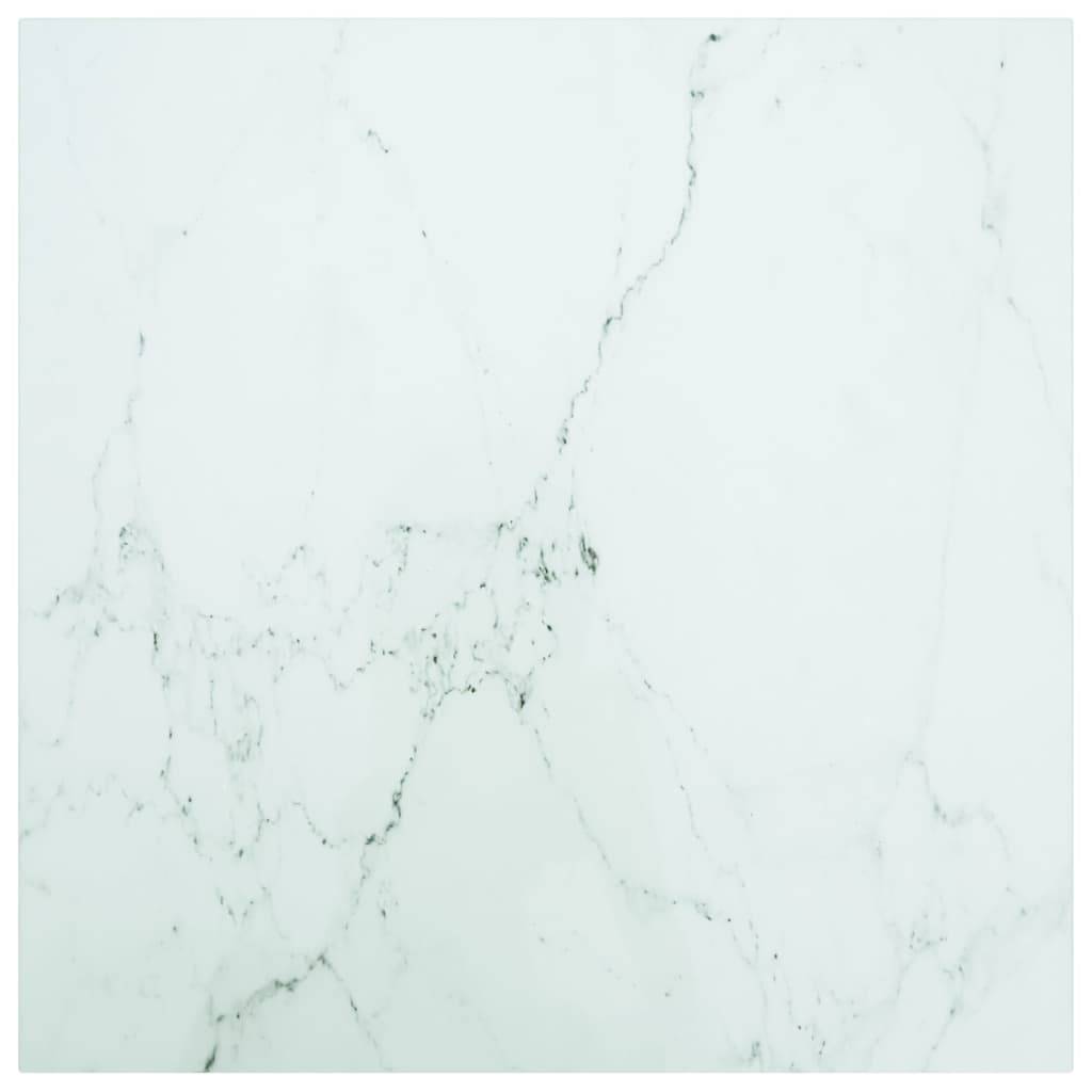 vidaXL Tischplatte Weiß 60x60 cm 6 mm Hartglas in Marmoroptik