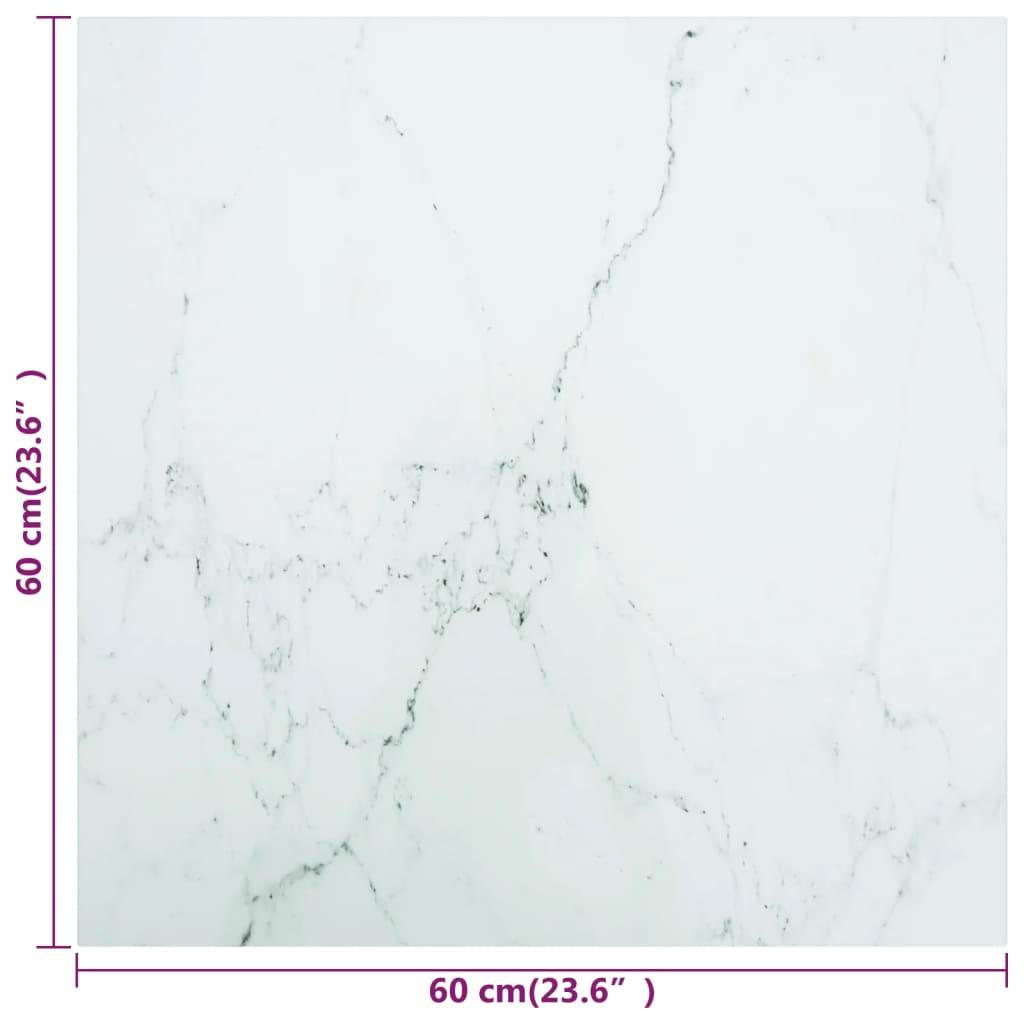 vidaXL Tischplatte Weiß 60x60 cm 6 mm Hartglas in Marmoroptik