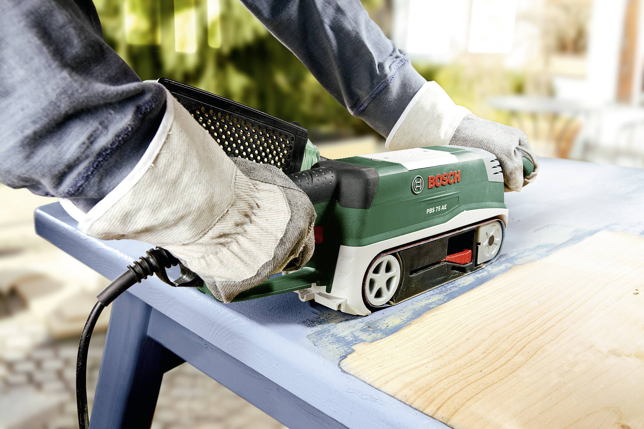 Bosch Home and Garden PBS 75 AE 06032A1100 Bandschleifer 750W 76 x 165mm Band-Breite 75mm Band-Länge 533mm