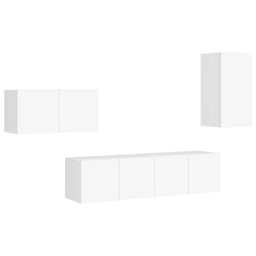vidaXL 4-tlg. TV-Schrank-Set Weiß Holzwerkstoff