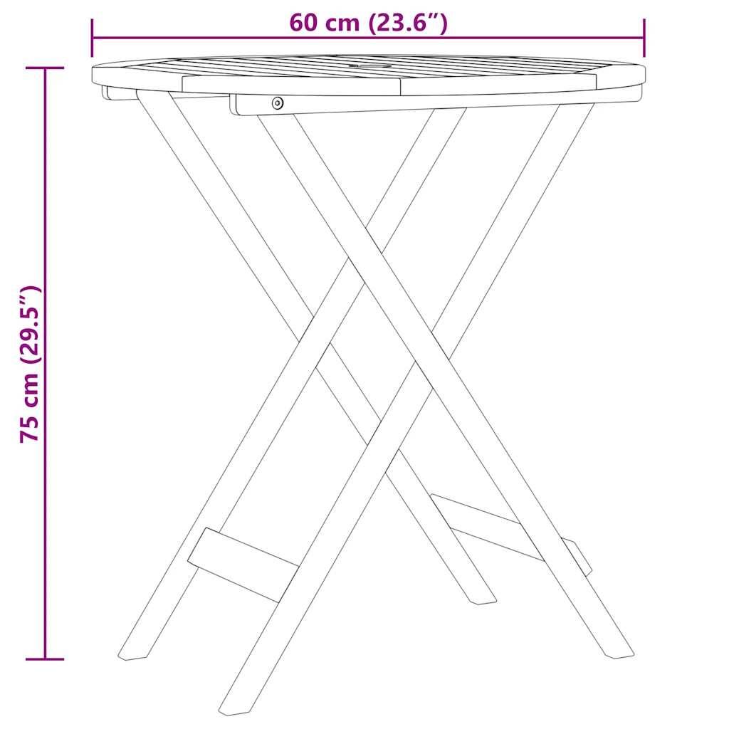 vidaXL Klappbarer Gartentisch Ø60x75 cm Massivholz Eukalyptus