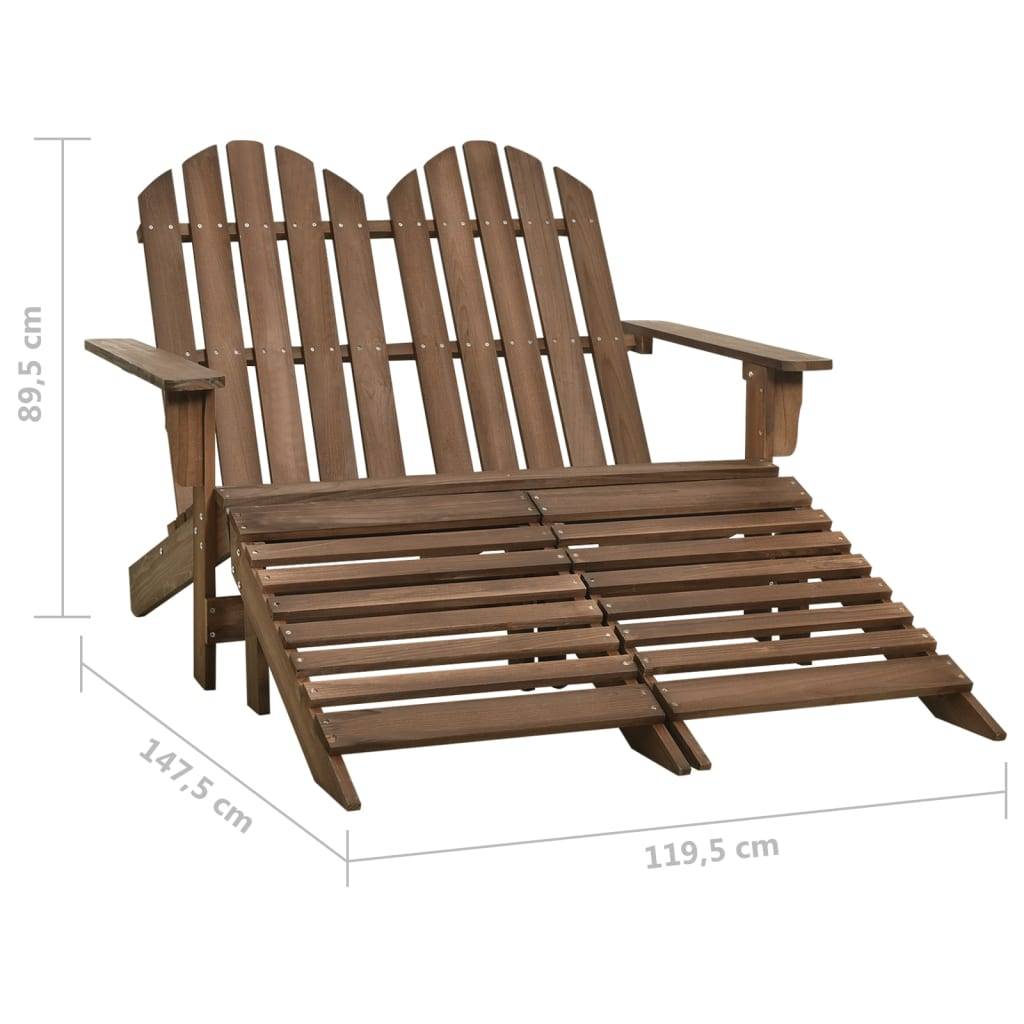 vidaXL Adirondack-Gartenbank 2-Sitzer mit Fußteil Tannenholz Braun