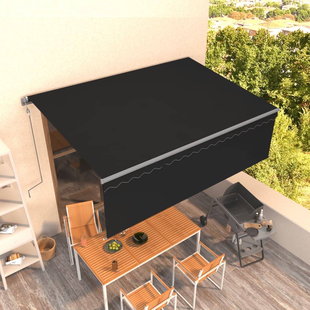 vidaXL Markise Automatisch Einziehbar mit Volant 4x3 m Anthrazit
