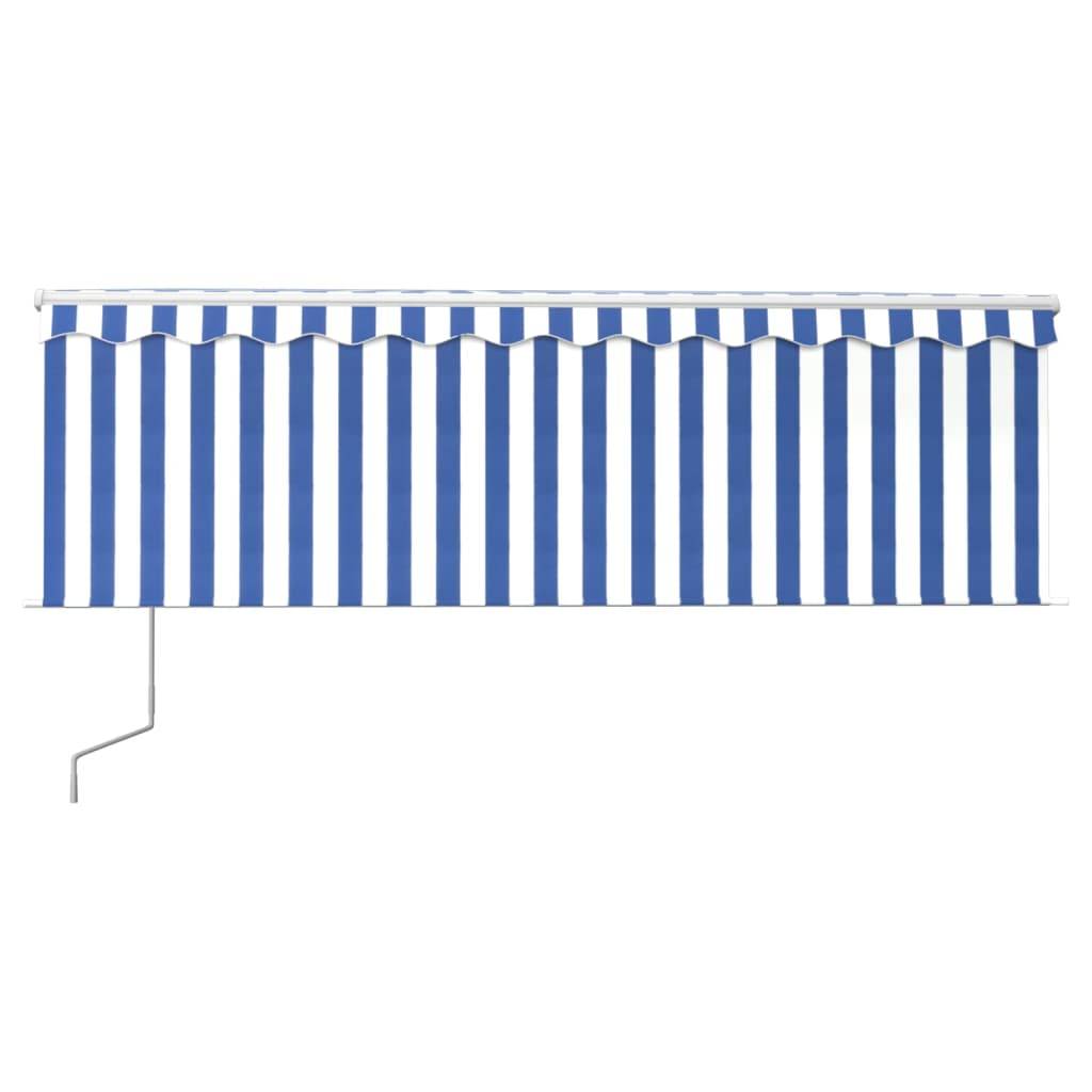 vidaXL Markise Automatisch mit Rollo LED Windsensor 4,5x3m Blau Weiß