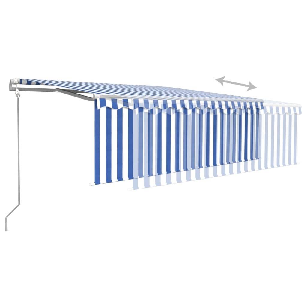 vidaXL Markise Automatisch mit Rollo LED Windsensor 4,5x3m Blau Weiß
